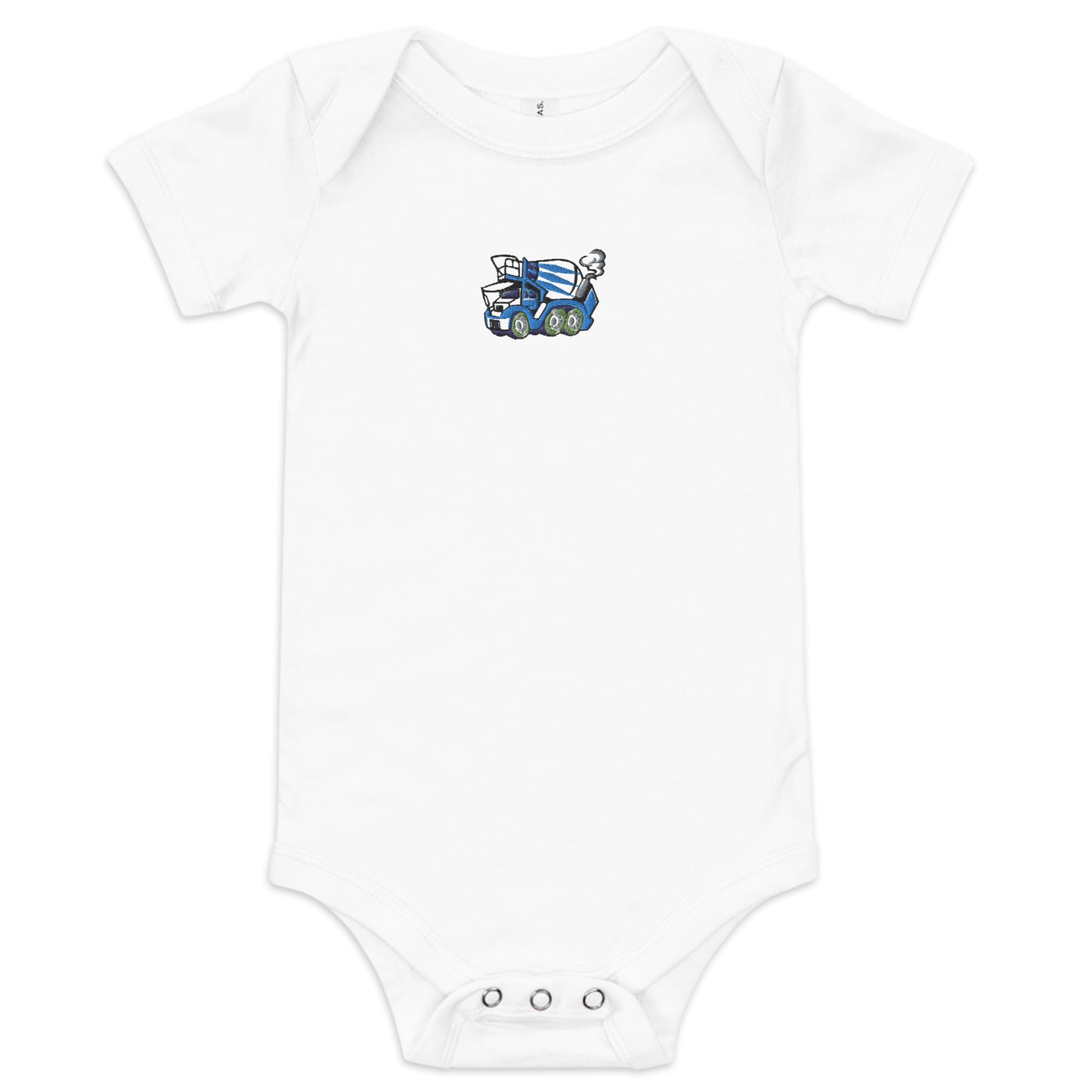 Embroidered Concrete Mixer Short Sleeve Onesie