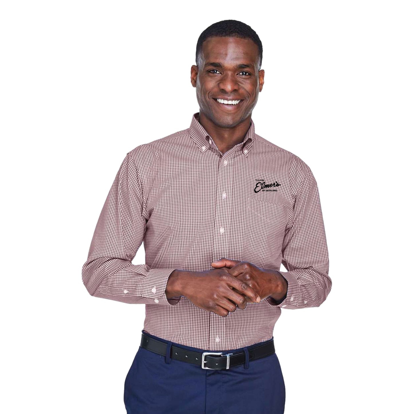 Team Elmer's Men's Gingham Button-Up Shirt