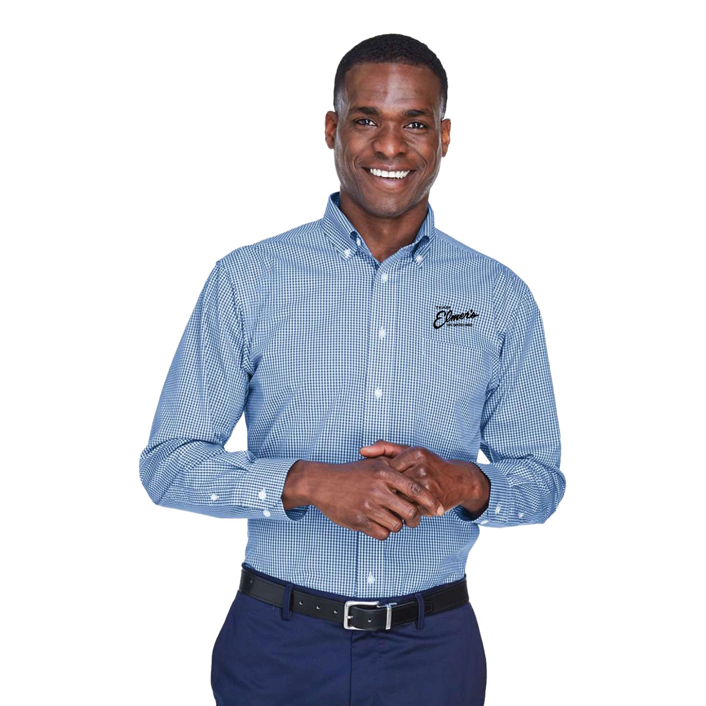 Team Elmer's Men's Gingham Button-Up Shirt