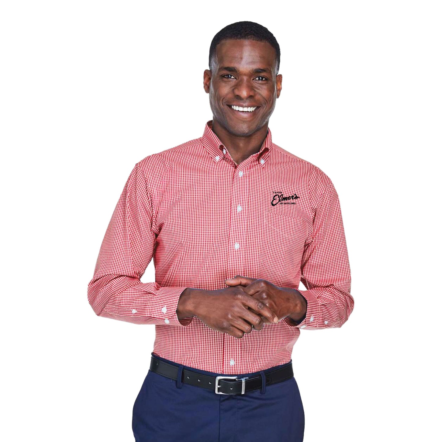 Team Elmer's Men's Gingham Button-Up Shirt