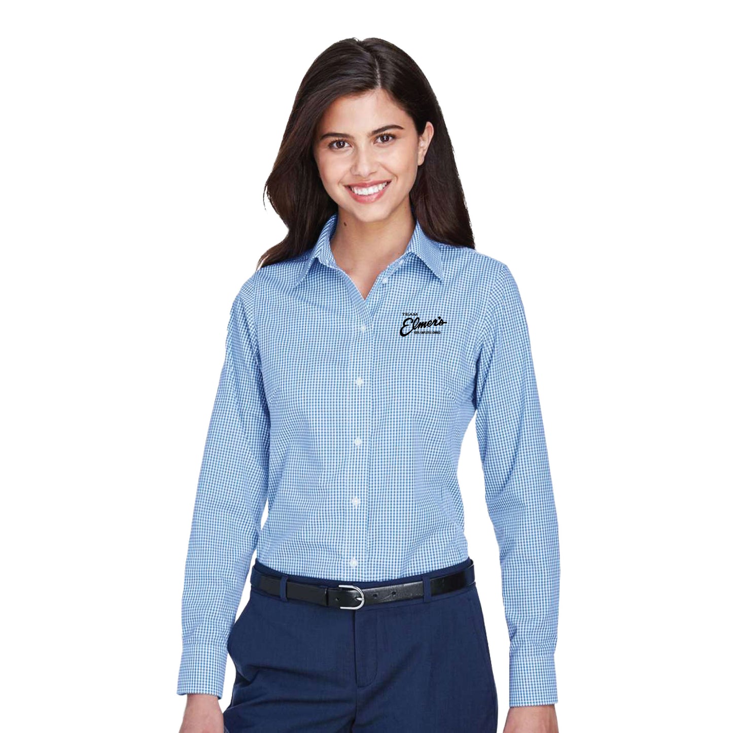 Team Elmer's Women's Gingham Button-Up Shirt