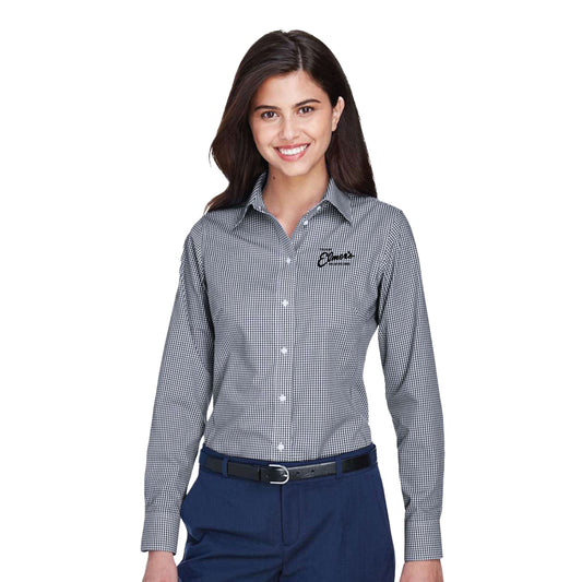 Team Elmer's Women's Gingham Button-Up Shirt