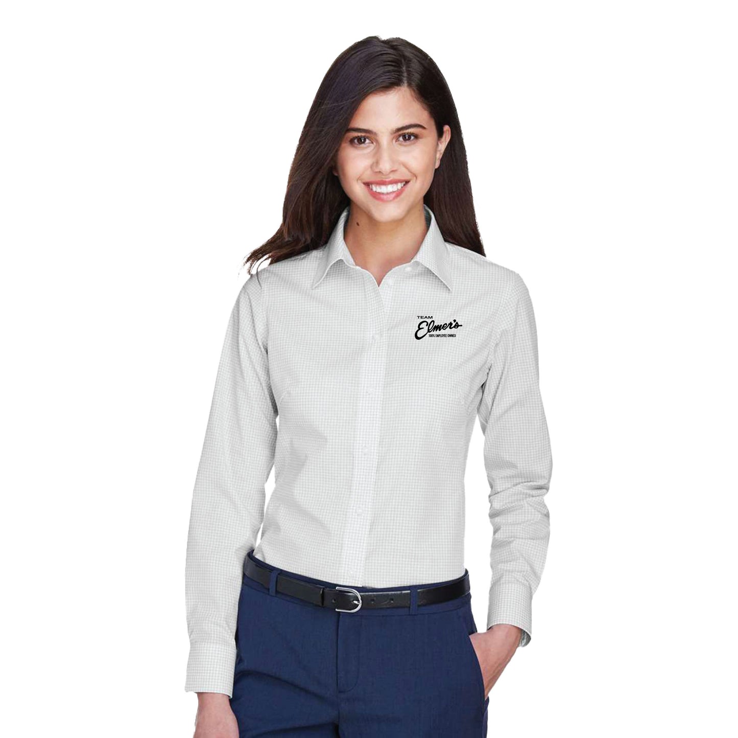 Team Elmer's Women's Gingham Button-Up Shirt