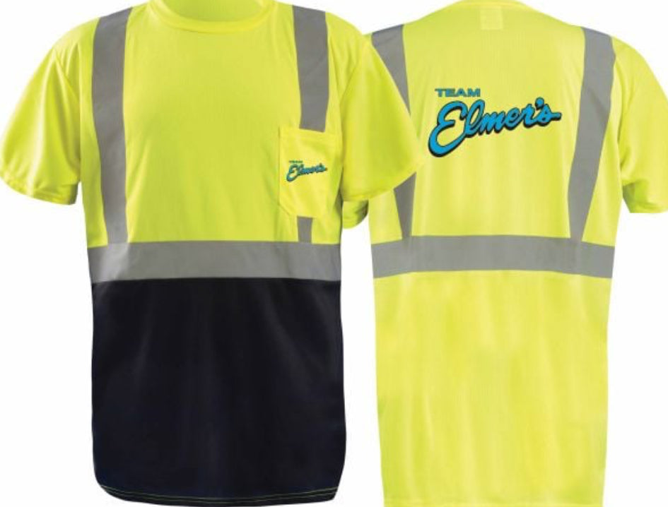 Team Elmer's Classic Black Bottom Hi Vis Moisture Wicking Safety T-Shirt