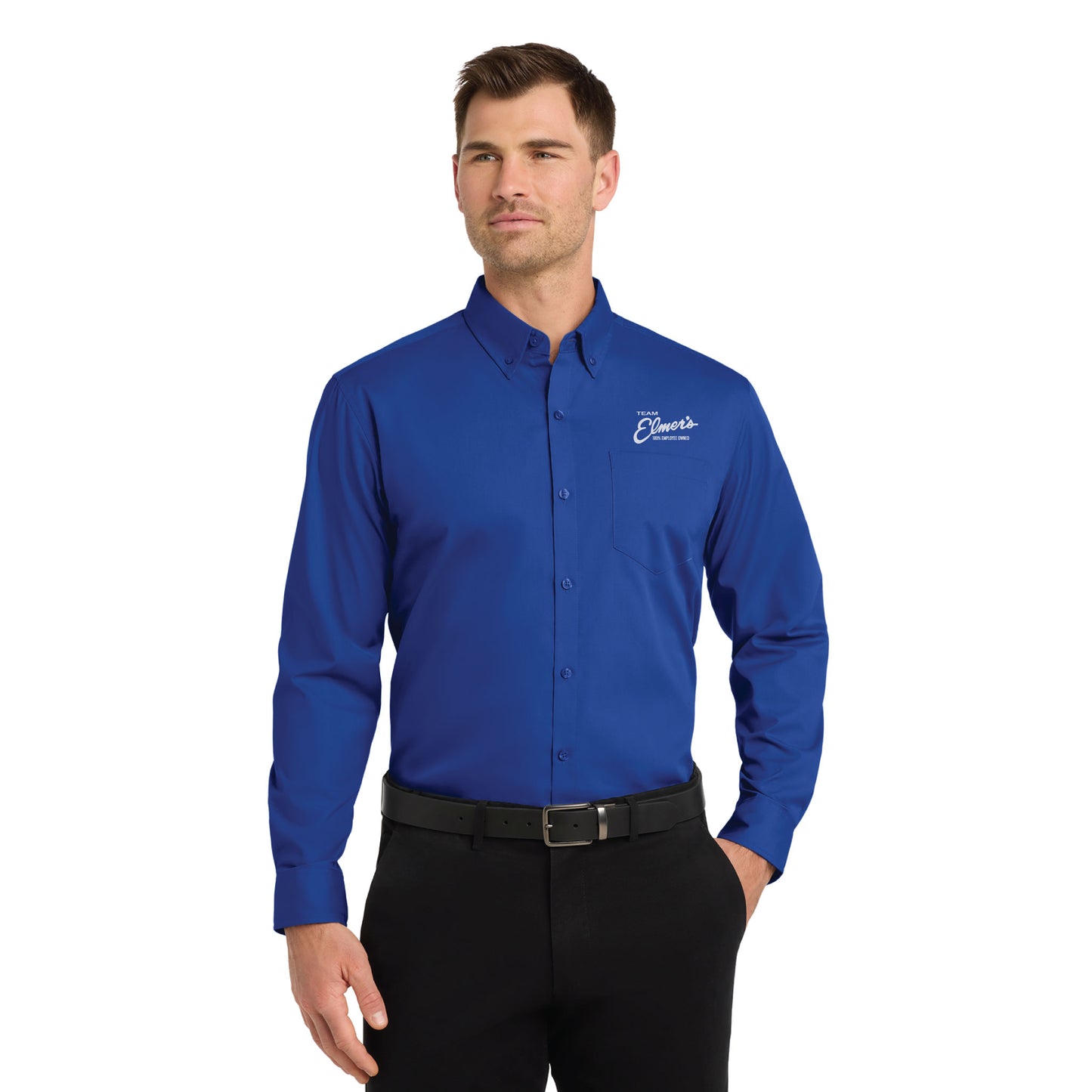 Team Elmer's Men's TALL Long Sleeve Carefree Poplin Shirt