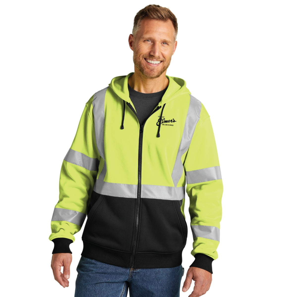 Team Elmer's ANSI 107 Class 3 Heavy-Duty Fleece Full-Zip Hoodie