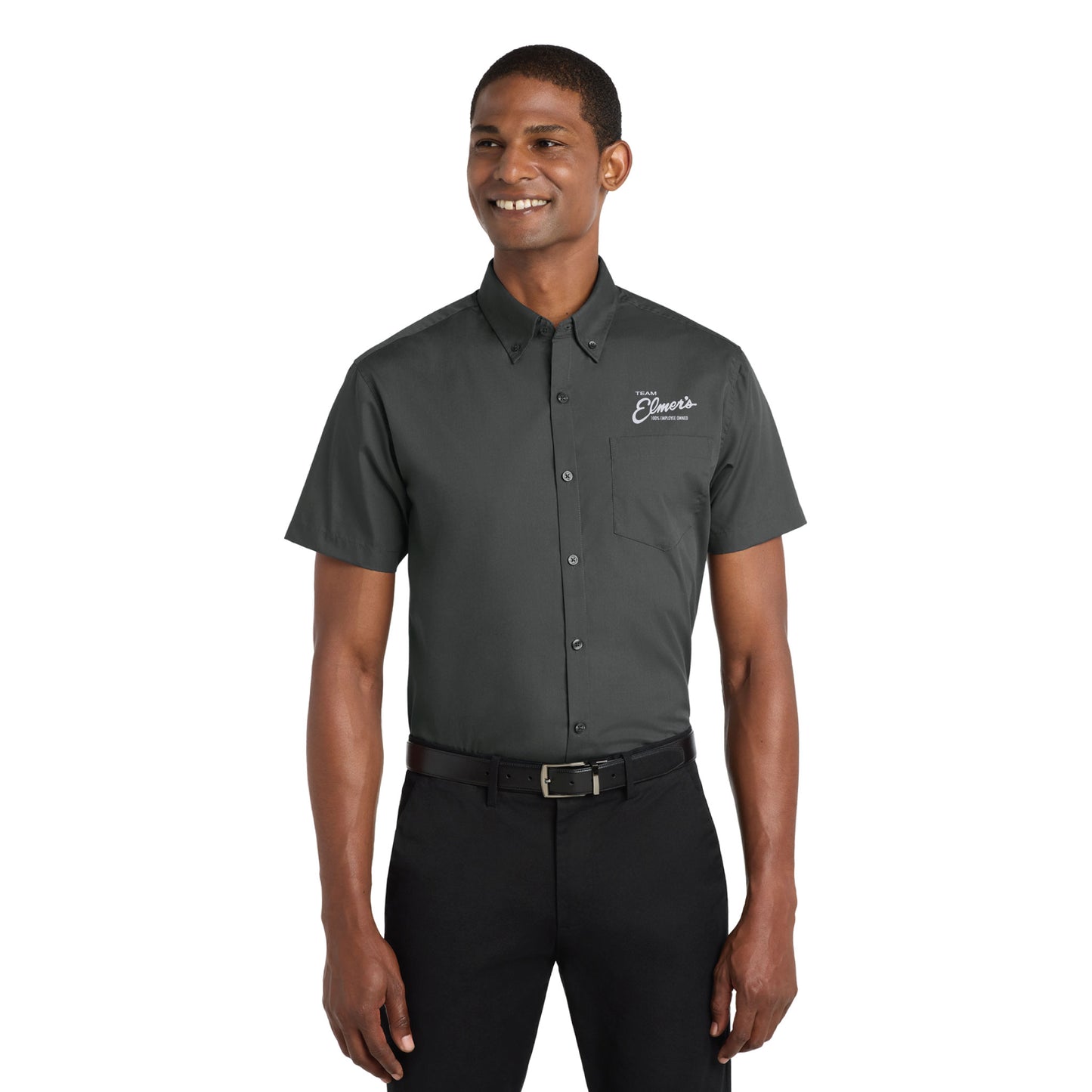 Team Elmer's Men's Short Sleeve Carefree Poplin Shirt