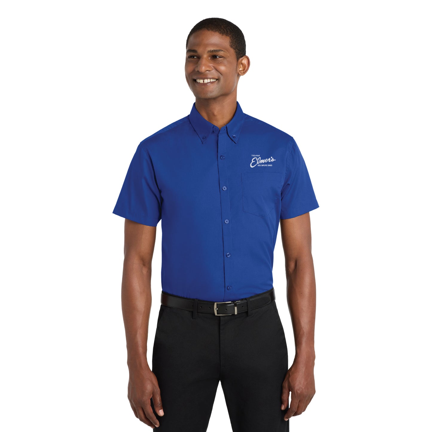Team Elmer's Men's Short Sleeve Carefree Poplin Shirt