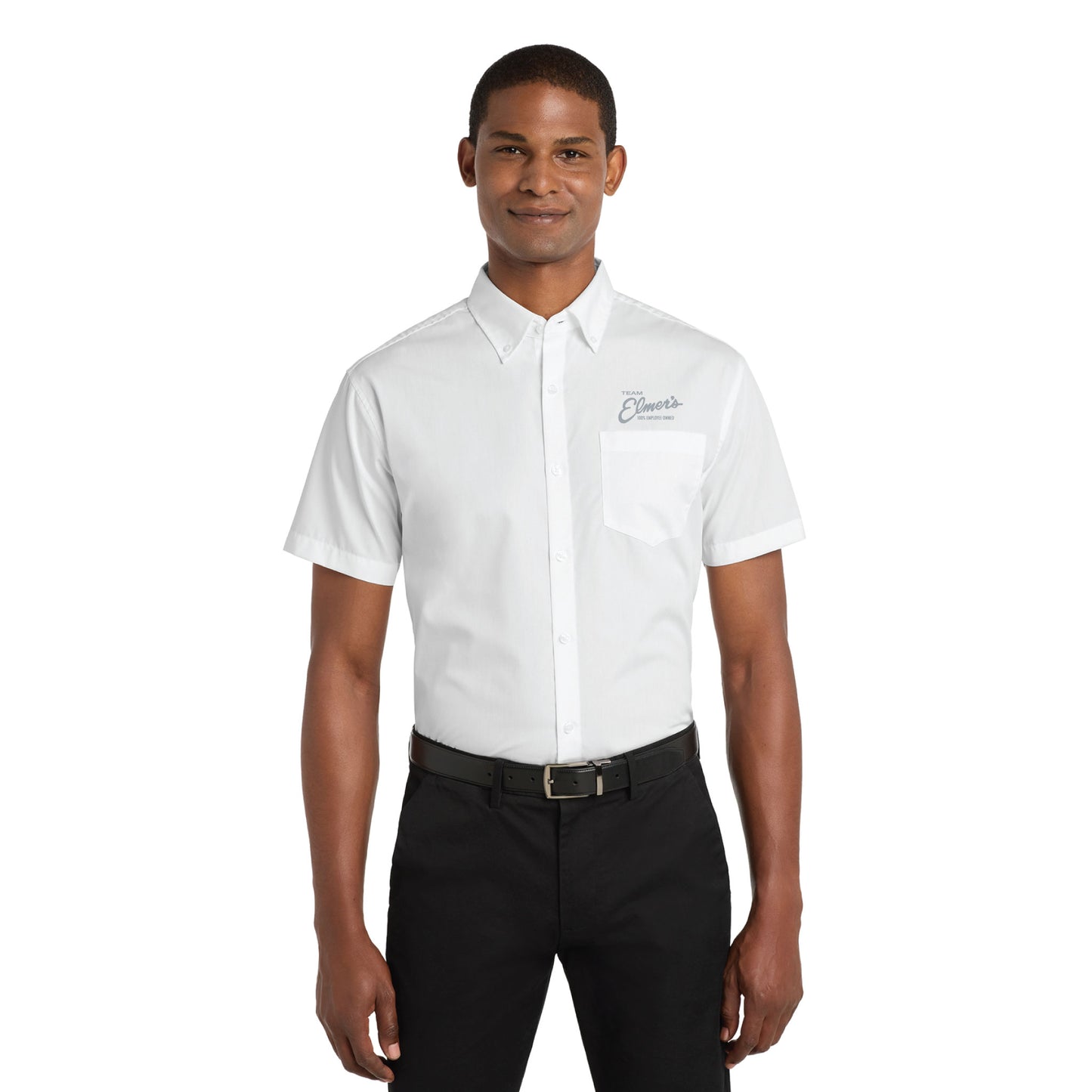 Team Elmer's Men's Short Sleeve Carefree Poplin Shirt