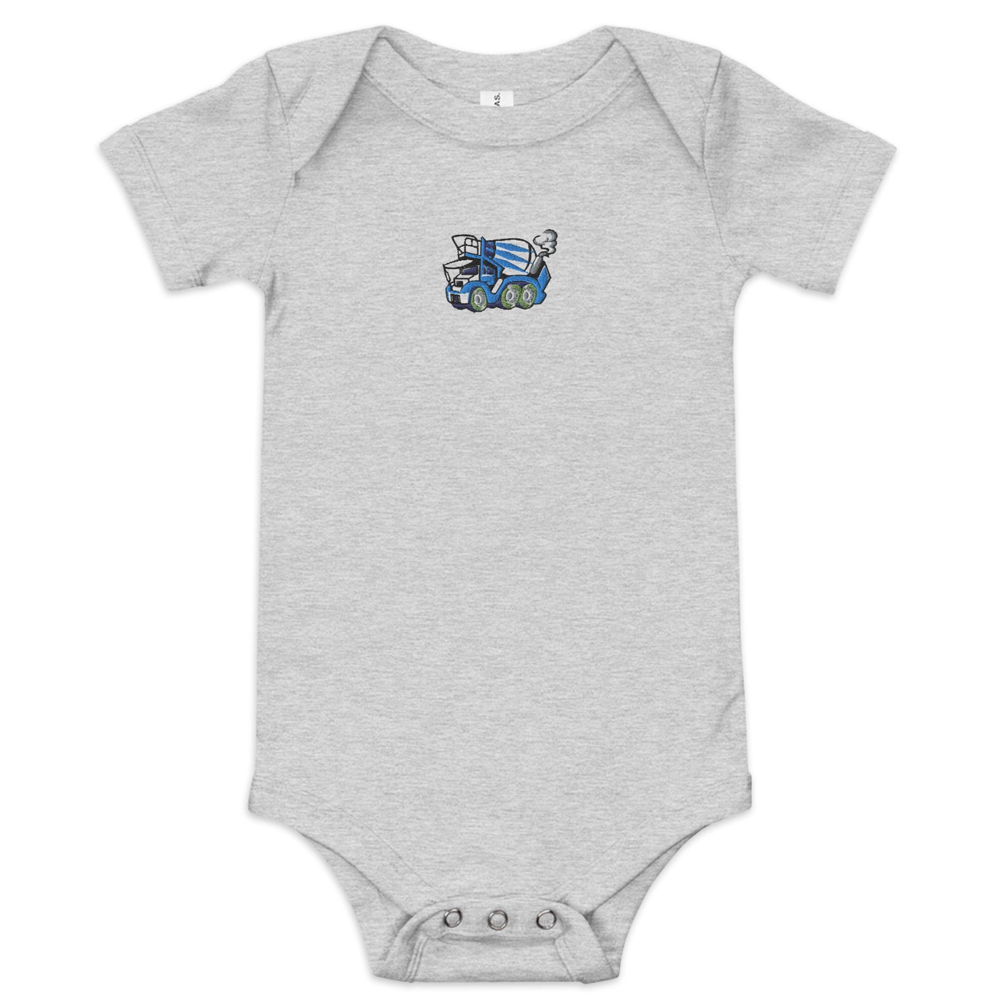 Embroidered Concrete Mixer Short Sleeve Onesie