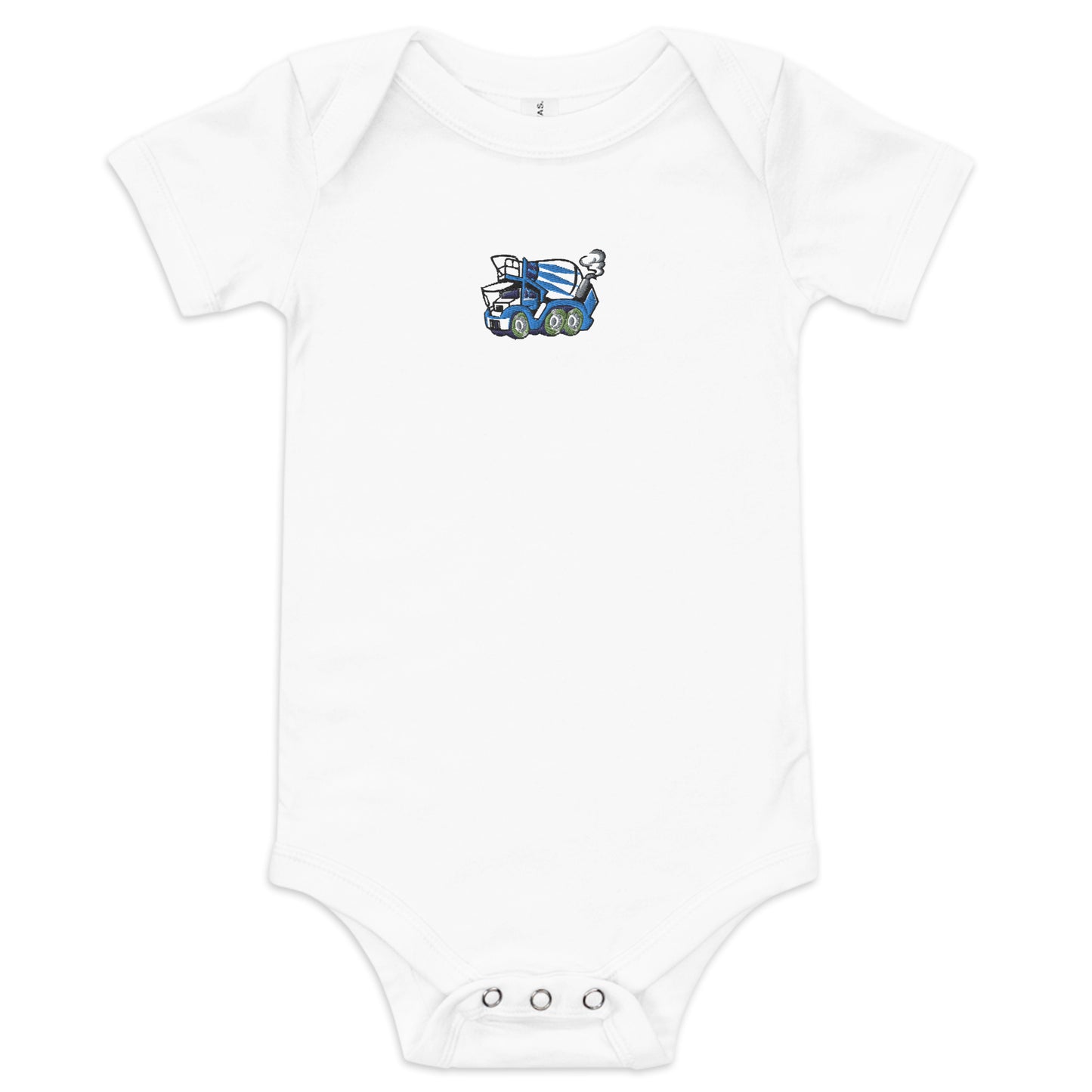 Embroidered Concrete Mixer Short Sleeve Onesie