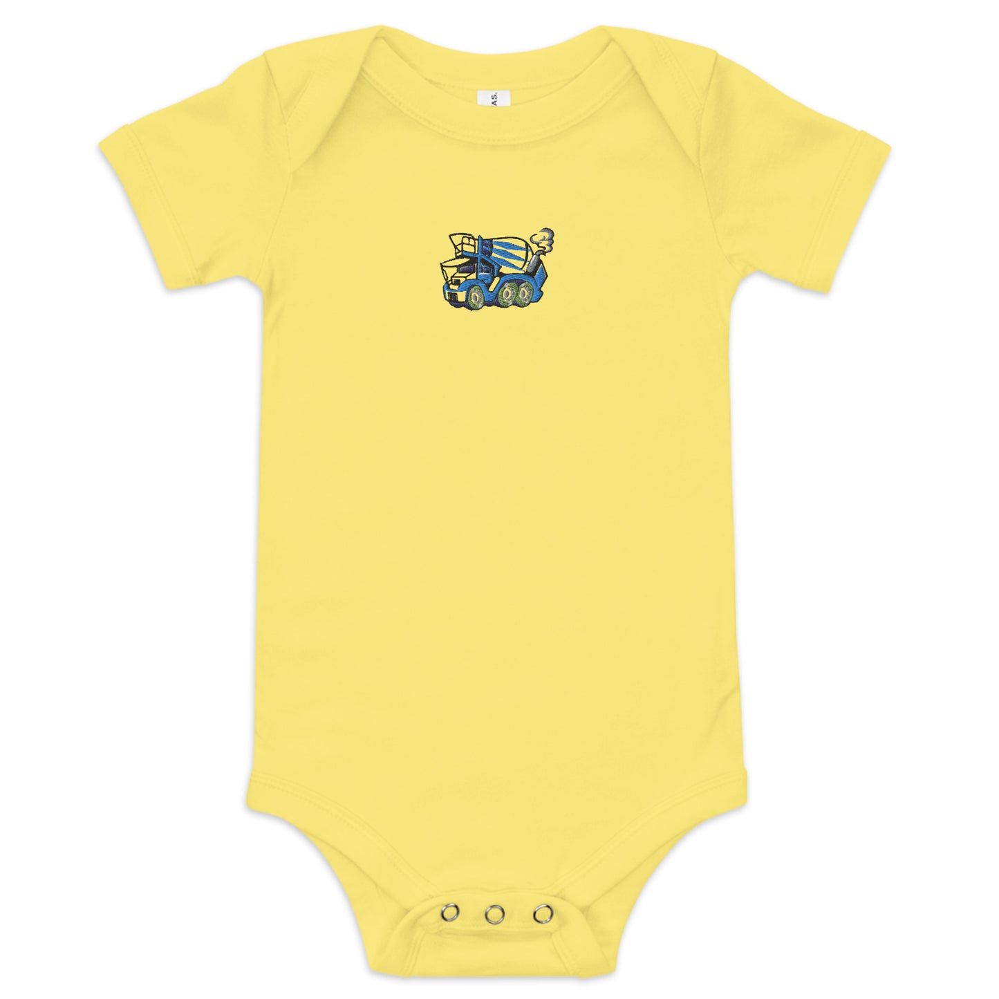 Embroidered Concrete Mixer Short Sleeve Onesie