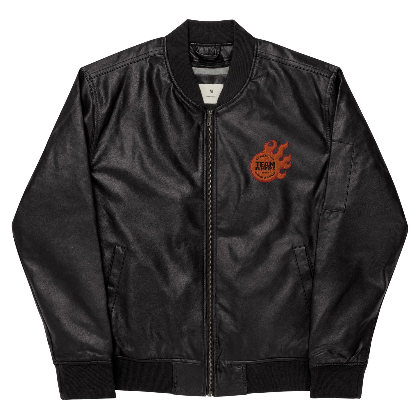 Team Elmer's Unisex Fireball Leather Bomber Jacket