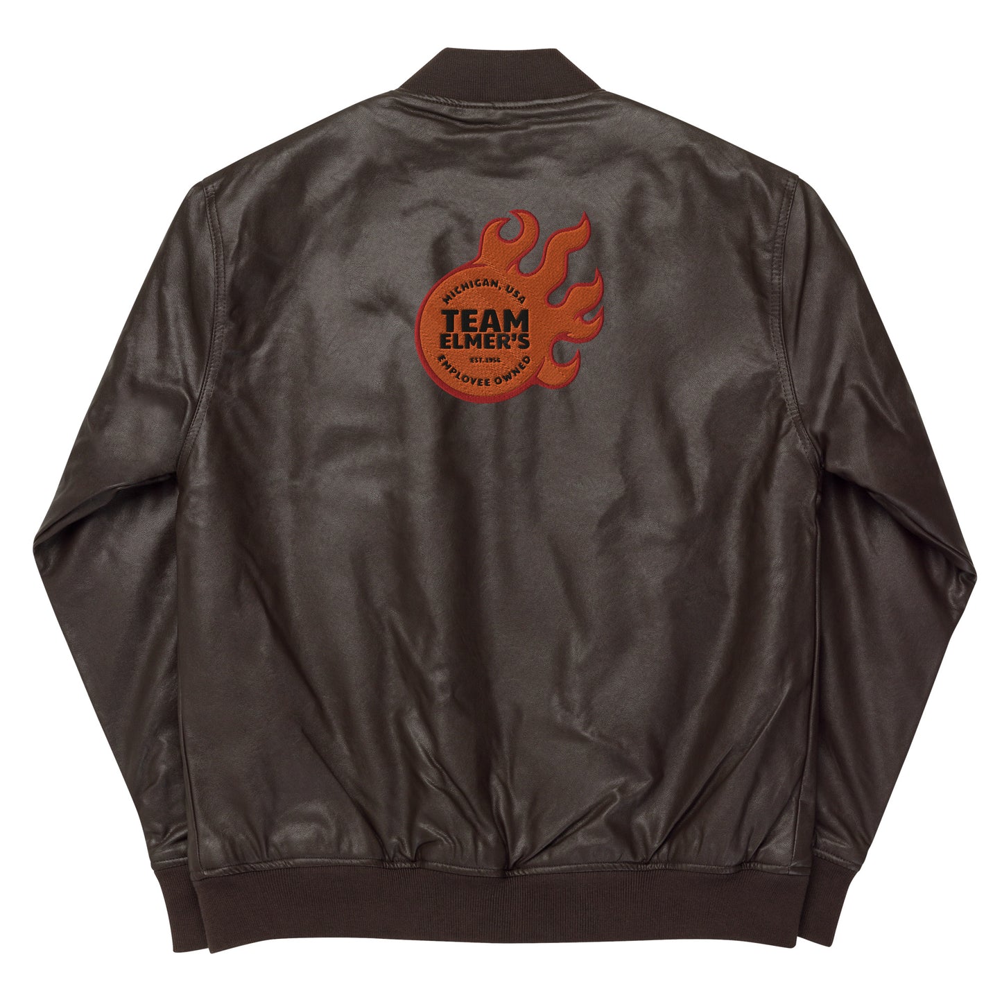 Team Elmer's Unisex Fireball Leather Bomber Jacket