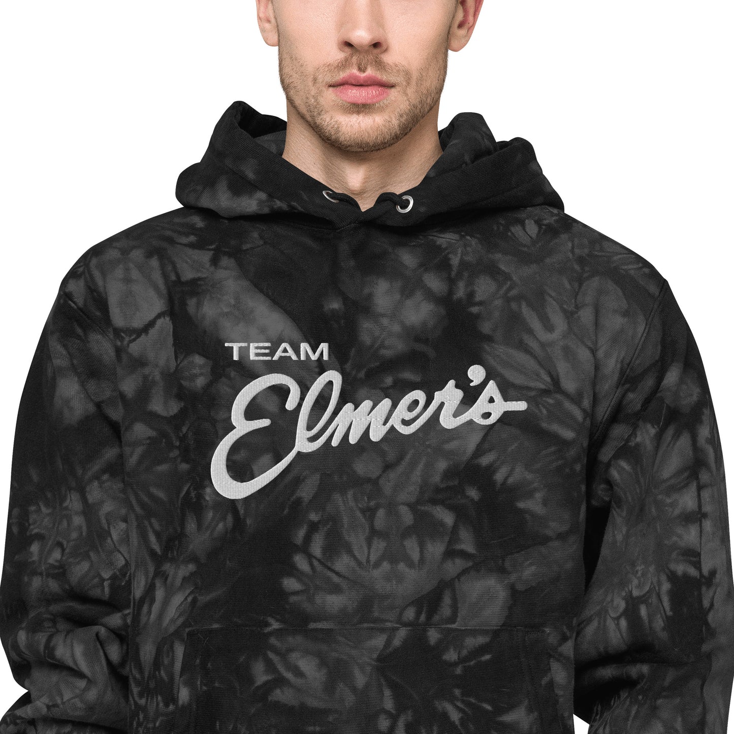 Team Elmer's Embroidered Unisex Tie-Dye Champion Heavy Weight Hoodie