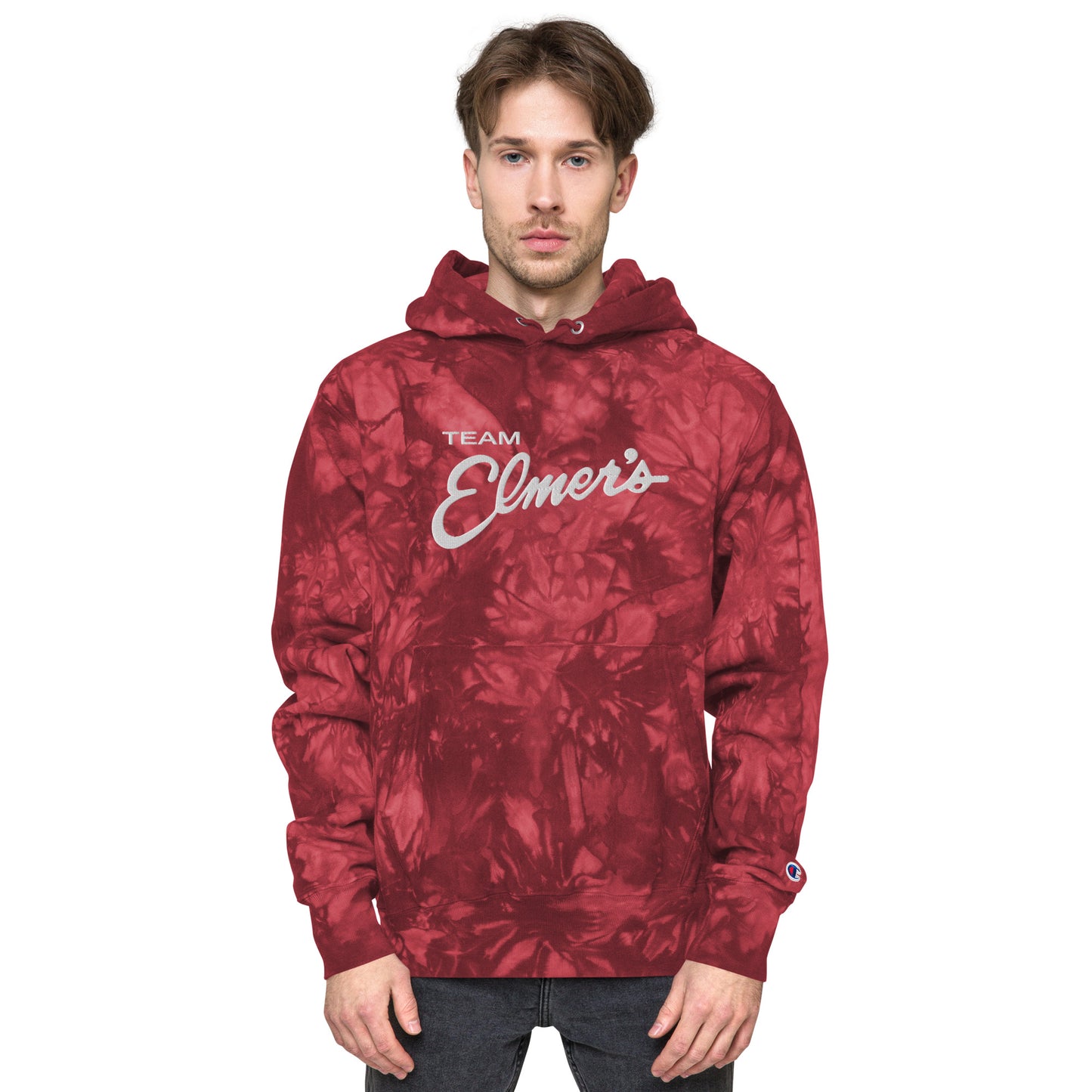 Team Elmer's Embroidered Unisex Tie-Dye Champion Heavy Weight Hoodie