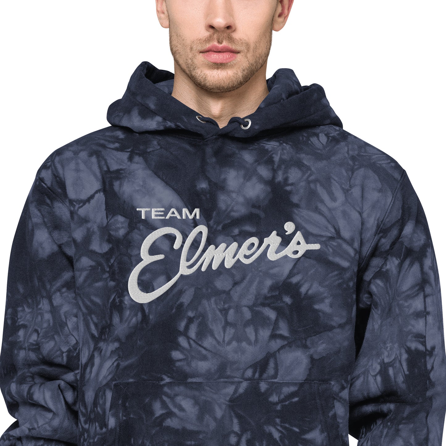 Team Elmer's Embroidered Unisex Tie-Dye Champion Heavy Weight Hoodie