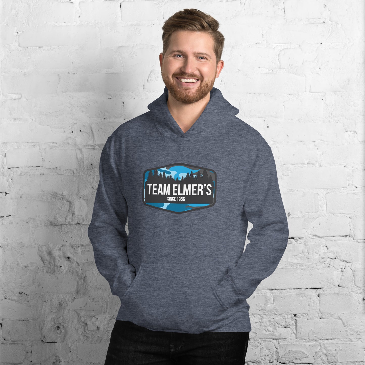 Team Elmer's Blueberry Camo Badge Unisex Hoodie