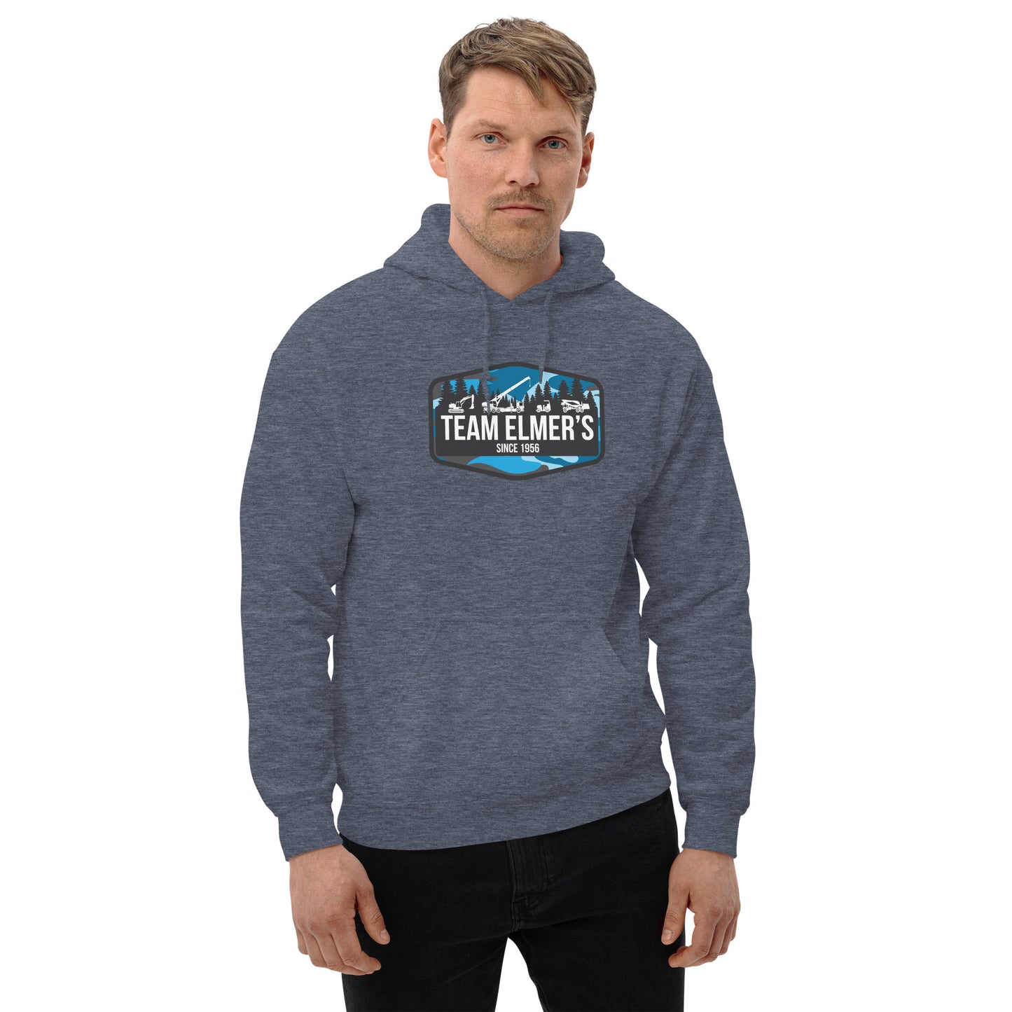 Team Elmer's Blueberry Camo Equipment Badge Unisex Hoodie