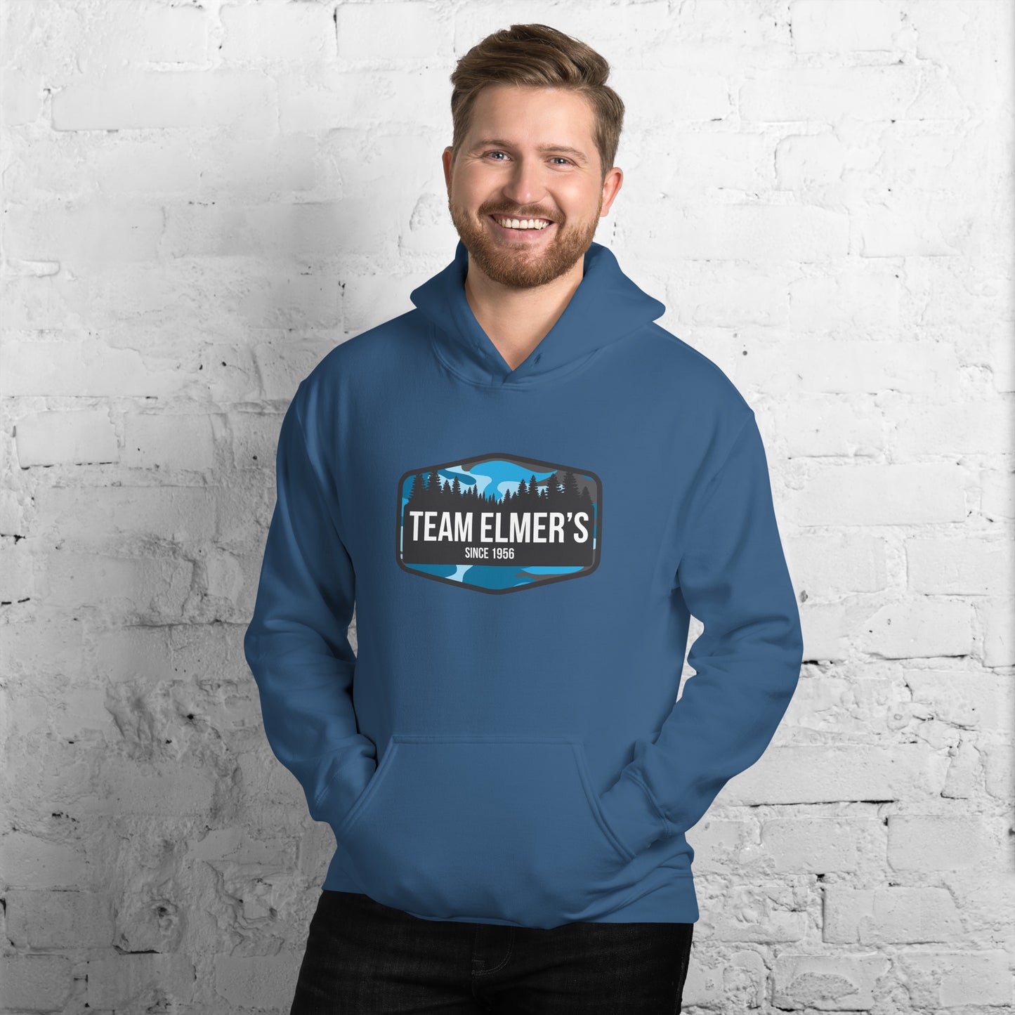 Team Elmer's Blueberry Camo Badge Unisex Hoodie