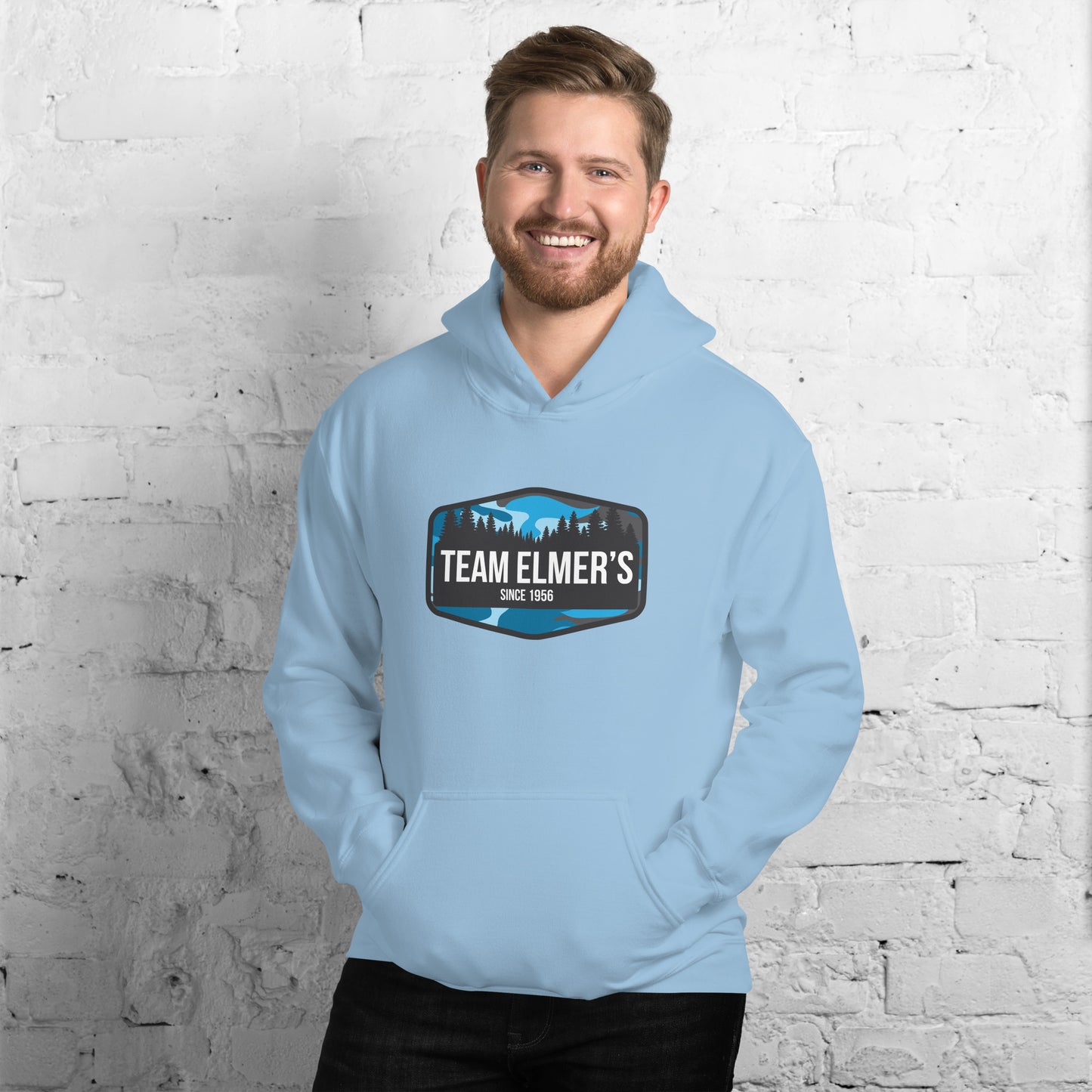 Team Elmer's Blueberry Camo Badge Unisex Hoodie