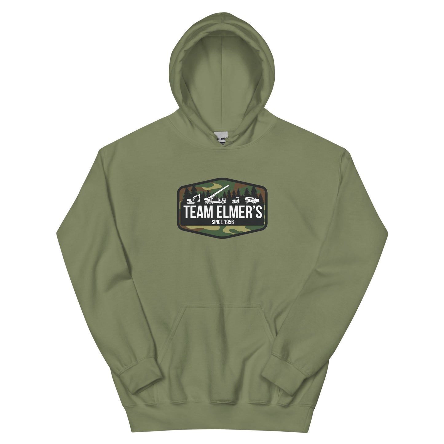 Team Elmer's Traditional Camo Equipment Badge Unisex Hoodie