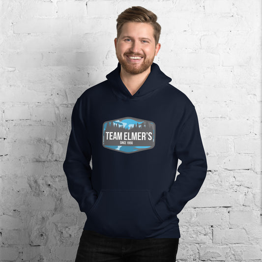 Team Elmer's Blueberry Camo Badge Unisex Hoodie