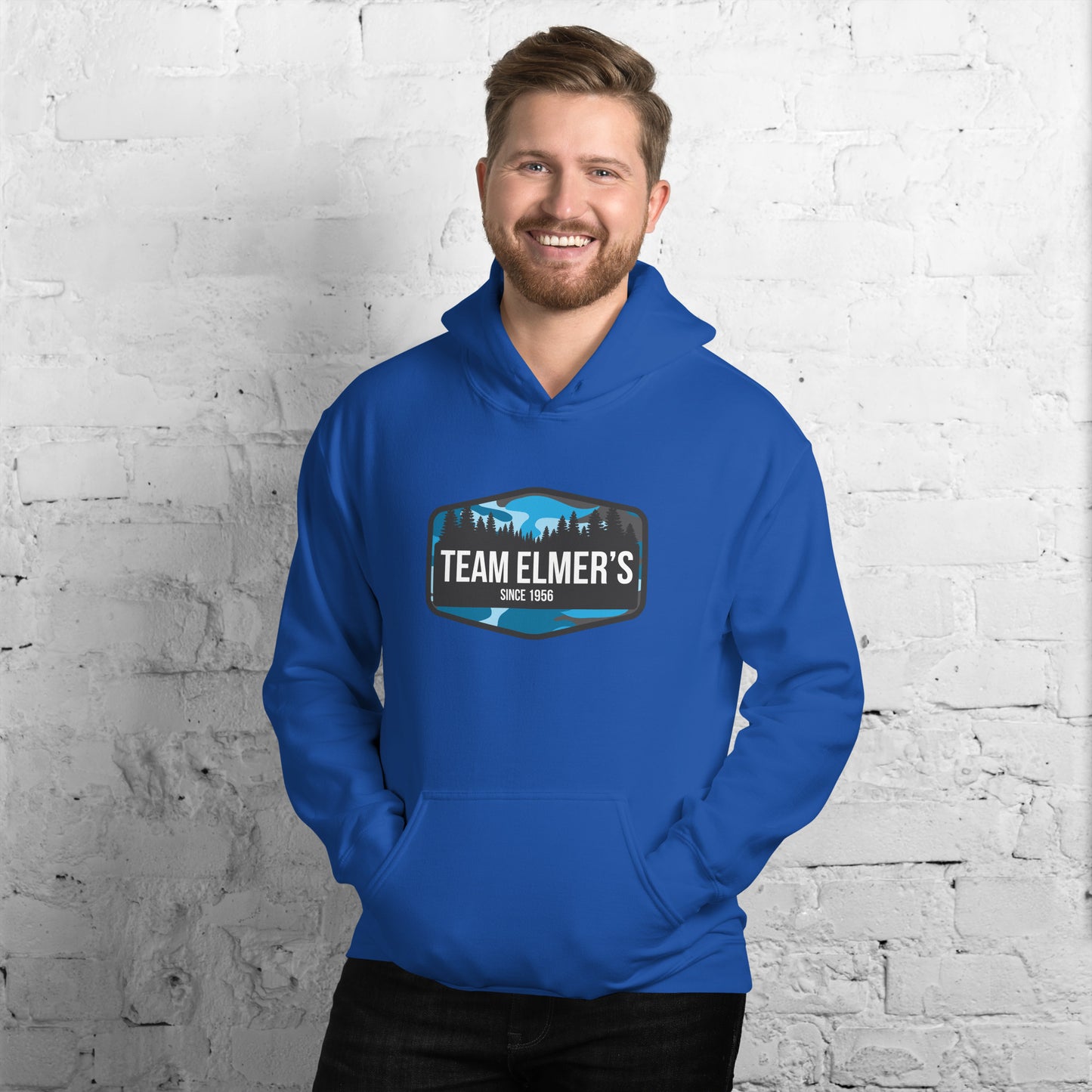 Team Elmer's Blueberry Camo Badge Unisex Hoodie